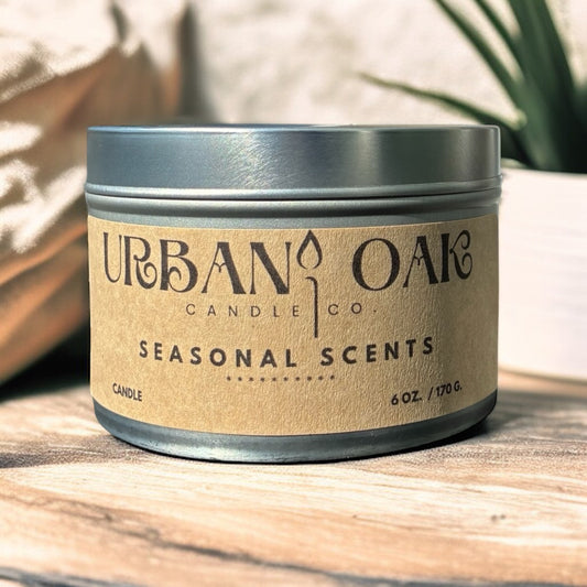 Seasonal Collection  Soy Candle Tin (Wood Wick)